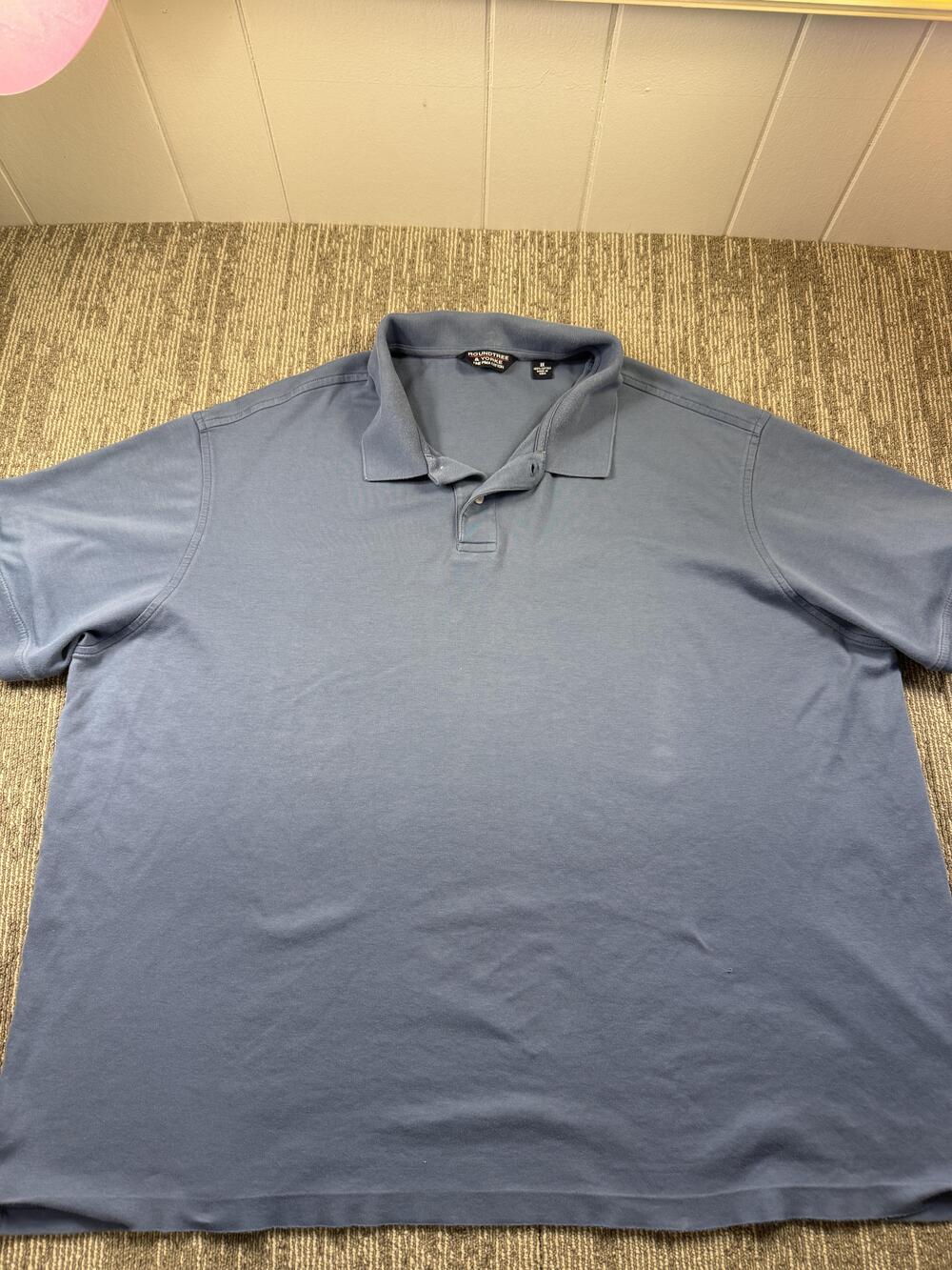 Roundtree & Yorke Polo Shirt Mens Big 3X Blue Fine Pima Cotton Knit Casual
